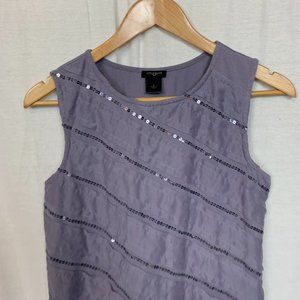 Women's Sequin Striped Tank Top Sleeveless Shirt Light Purple